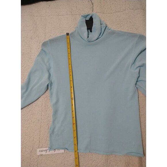 For Love And Lemons Turtleneck Ruched Sleeve Blouse Nwt Xl Sky Blue Semi-sheer - Picture 12 of 12